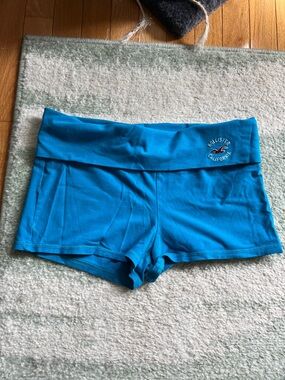 Hollister Teal Blue Fold-Over Waist Athletic Shorts
